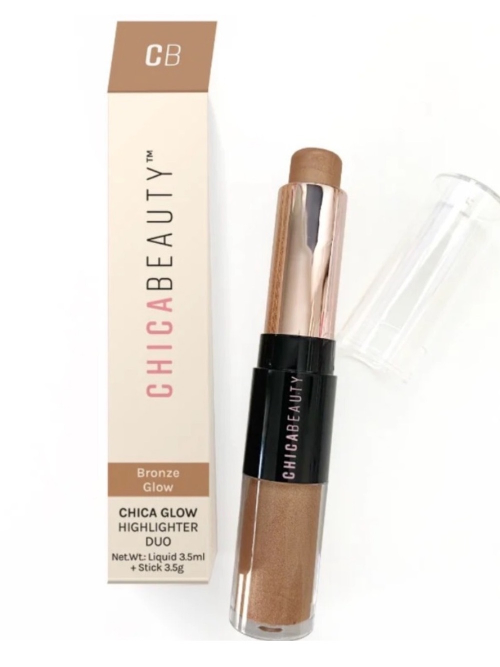 CHICABEAUTY Chica Glow Highlighter Duo Bronze Glow 3.5ml/3.5g BRAND NEW/SEALED